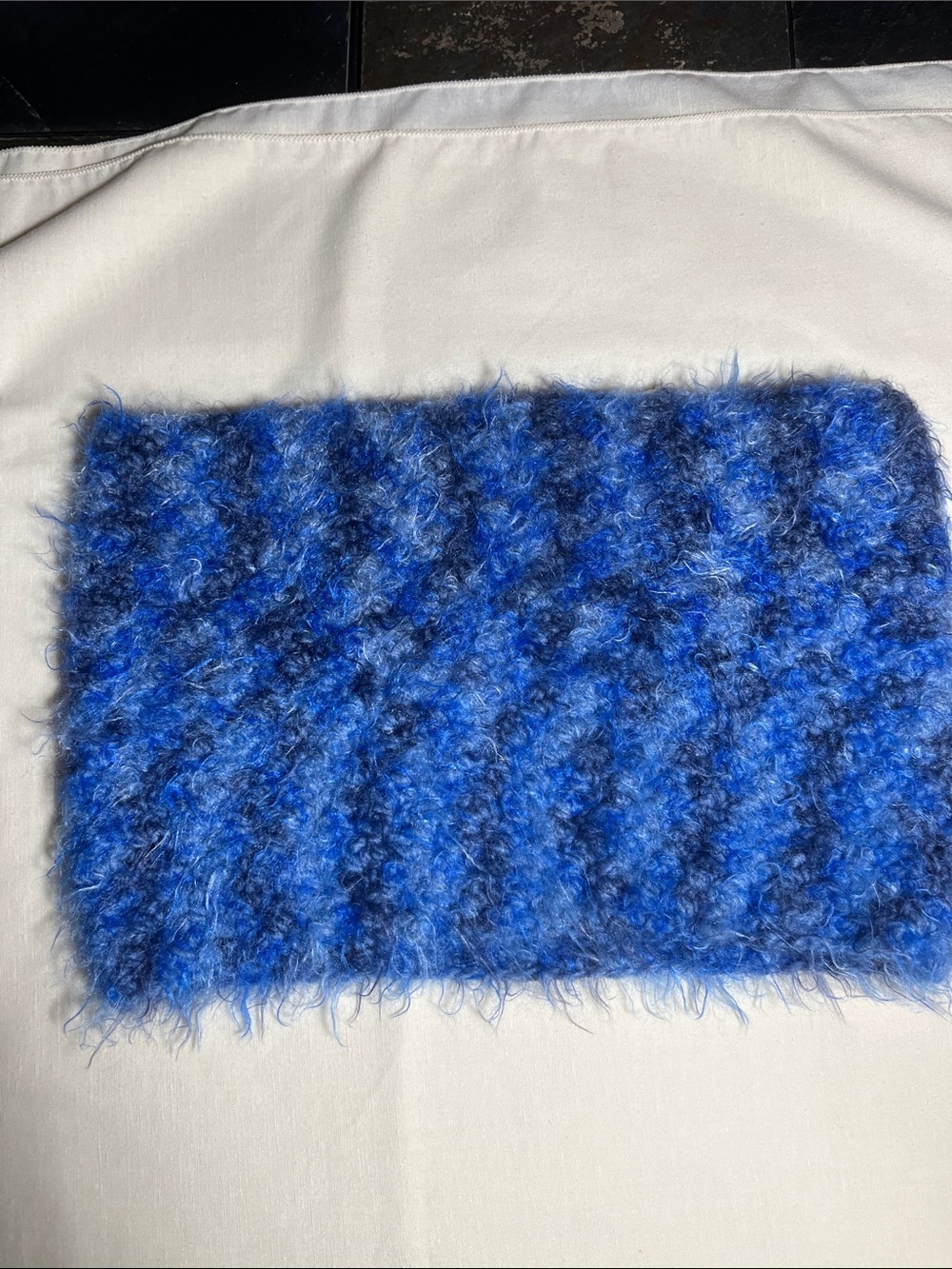 Hand Crocheted Fuzzy Blue Cowl